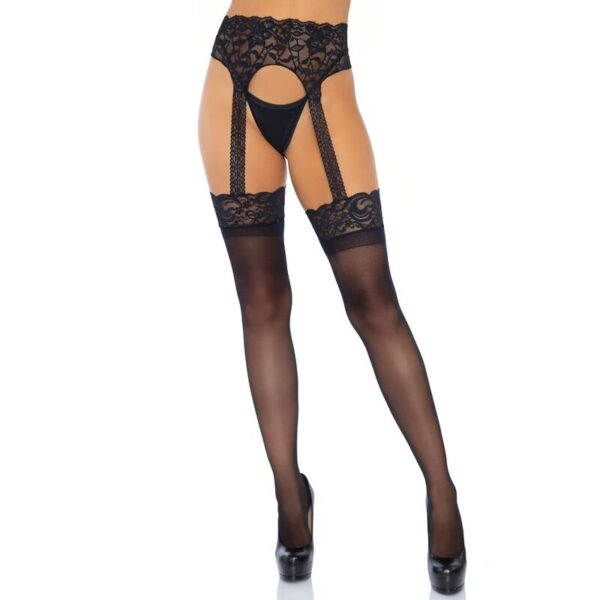 LEG AVENUE OPAQUE GARTERBELT STOCKING ONE SIZE - Image 2