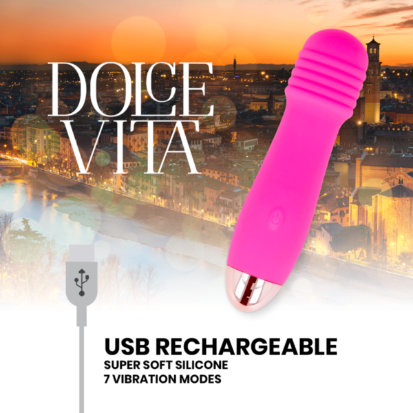 DOLCE VITA RECHARGEABLE VIBRATOR THREE PINK 7 SPEEDS - Image 4