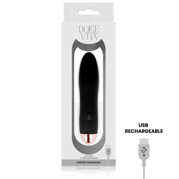 DOLCE VITA RECHARGEABLE VIBRATOR FOUR BLACK 7 SPEEDS - Image 3