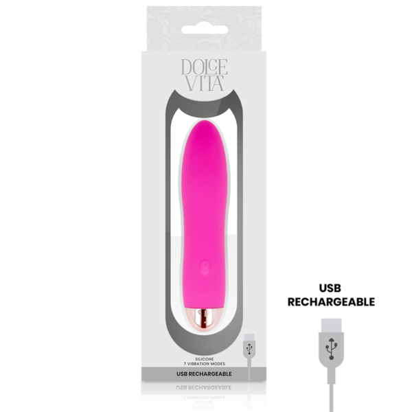 DOLCE VITA RECHARGEABLE VIBRATOR FOUR PINK 7 SPEEDS - Image 3