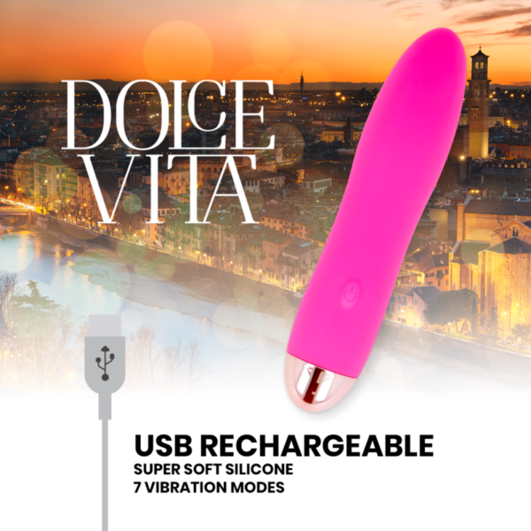 DOLCE VITA RECHARGEABLE VIBRATOR FOUR PINK 7 SPEEDS - Image 4