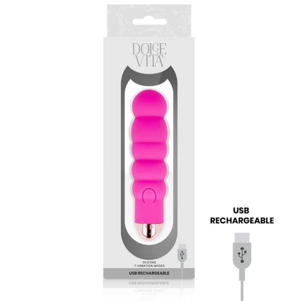 DOLCE VITA RECHARGEABLE VIBRATOR SIX PINK 7 SPEEDS - Image 3