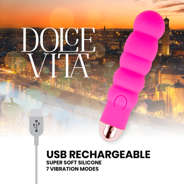 DOLCE VITA RECHARGEABLE VIBRATOR SIX PINK 7 SPEEDS - Image 4