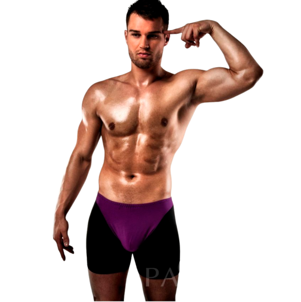 PASSION - BOXER 009 LILAC/BLACK EROTIC LINGERIE