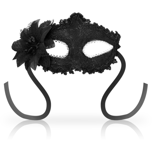 OHMAMA MASKS VENETIAN EYEMASK SIDE FLOWER - BLACK