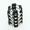 OHMAMA FETISH LEATHER STRAP METAL RING COCK CAGE WITH BALL DIVIDER - Image 4