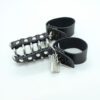 OHMAMA FETISH LEATHER STRAP METAL RING COCK CAGE WITH BALL DIVIDER - Image 2