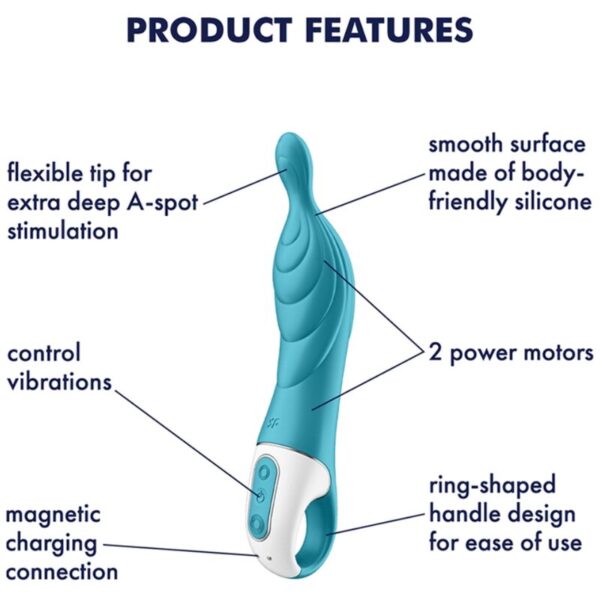 SATISFYER A-MAZING 2 A-SPOT VIBRATOR - TURQUOISE - Image 4