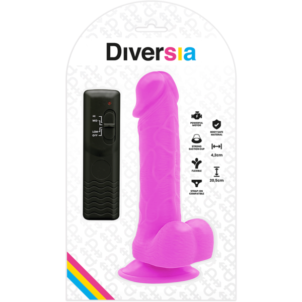 DIVERSIA FLEXIBLE VIBRATING DILDO 20.5 CM - PURPLE - Image 8