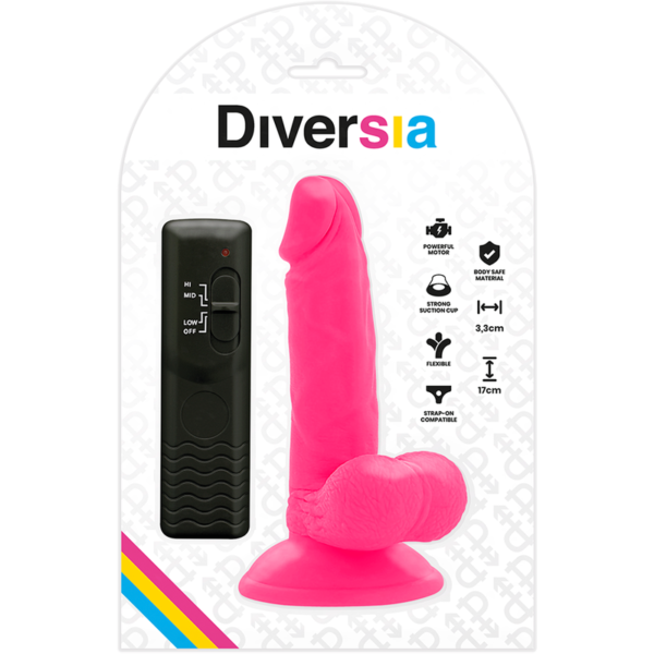 DIVERSIA FLEXIBLE VIBRATING DILDO 17 CM - PINK - Image 8