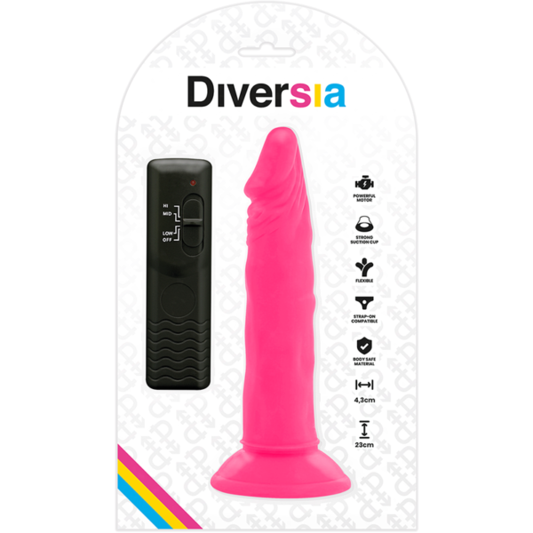 DIVERSIA FLEXIBLE DILDO WITH VIBRATION 23 CM - PINK - Image 7
