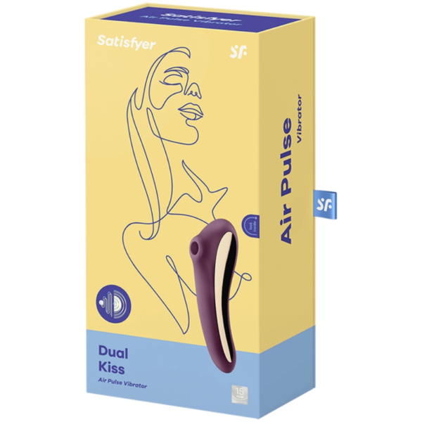 SATISFYER DUAL KISS AIR PULSE VIBRATOR - WINE RED - Image 4