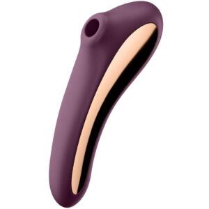 SATISFYER DUAL KISS AIR PULSE VIBRATOR - WINE RED