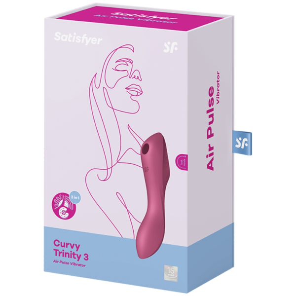 SATISFYER CURVY TRINITY 3 AIR PULSE VIBRATOR - RED - Image 3