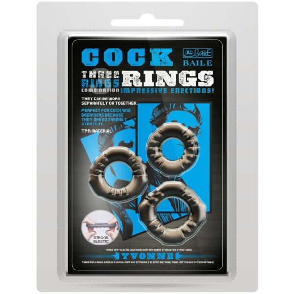 COCK RINGS YVONNE THREE PENIS RINGS SET - Image 4