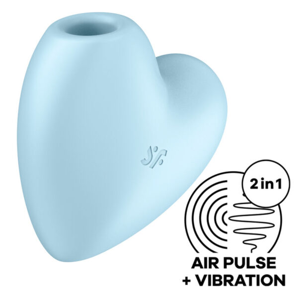 SATISFYER CUTIE HEART AIR PULSE STIMULATOR & VIBRATOR - BLUE