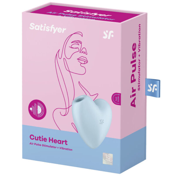 SATISFYER CUTIE HEART AIR PULSE STIMULATOR & VIBRATOR - BLUE - Image 4