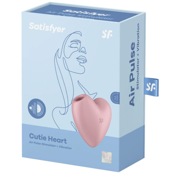 SATISFYER CUTIE HEART AIR PULSE STIMULATOR & VIBRATOR - PINK - Image 4