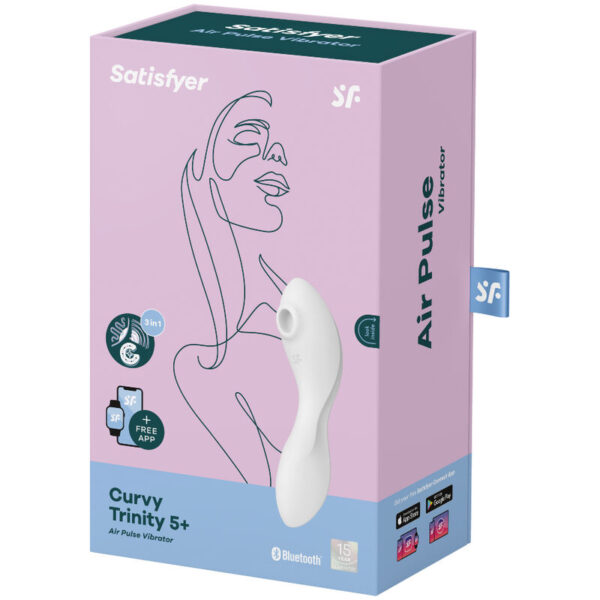 SATISFYER CURVY TRINITY 5 AIR PULSE STIMULATOR & VIBRATOR APP - WHITE - Image 4