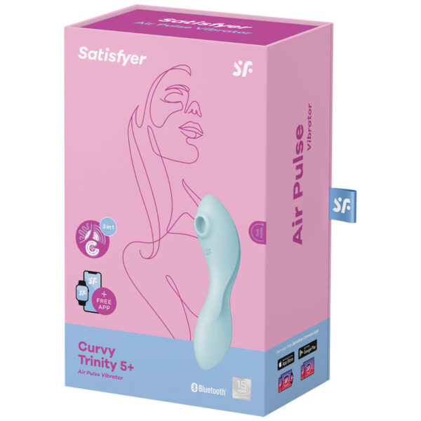 SATISFYER CURVY TRINITY 5 AIR PULSE STIMULATOR & VIBRATOR APP - BLUE - Image 4