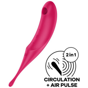 SATISFYER TWIRLING PRO AIR PULSE STIMULATOR & VIBRATOR - RED