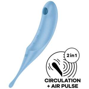 SATISFYER TWIRLING PRO AIR PULSE STIMULATOR & VIBRATOR - BLUE