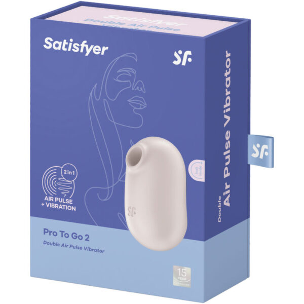 SATISFYER PRO TO GO 2 DOUBLE AIR PULSE STIMULATOR & VIBRATOR - BEIGE - Image 5