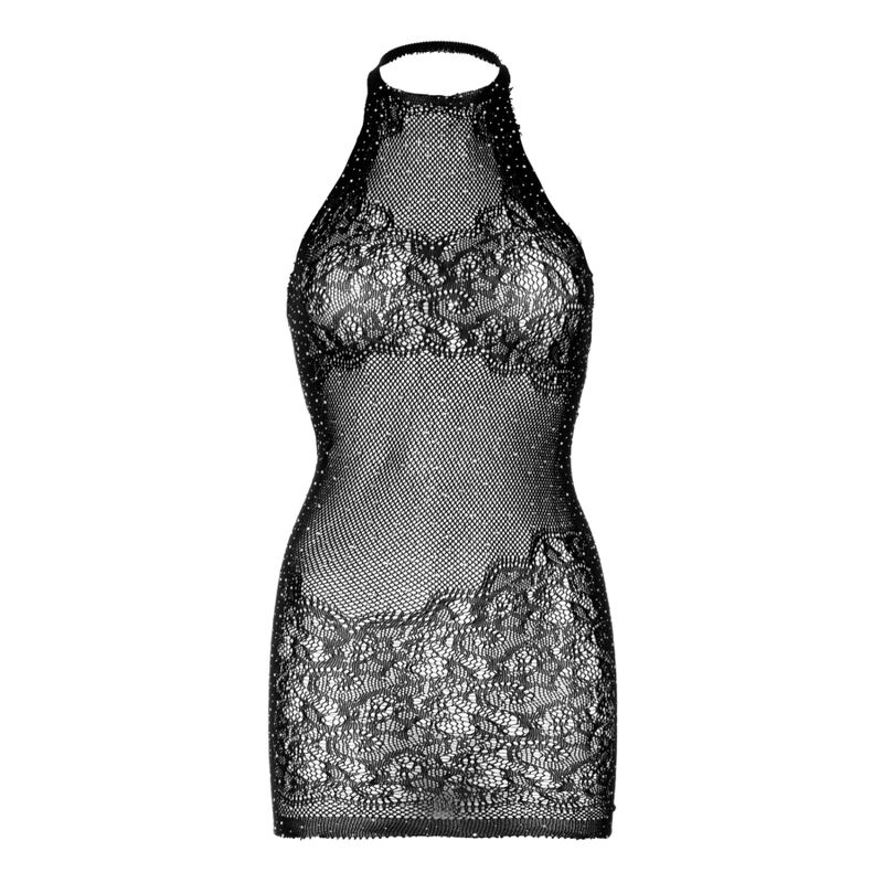 LEG AVENUE RHINESTONE HALTER MINI DRESS ONE SIZE - BLACK - Image 3