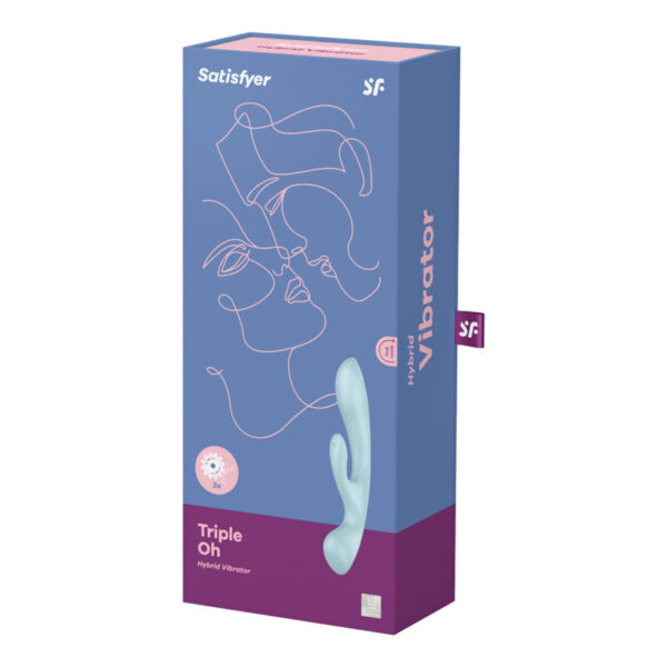 SATISFYER TRIPLE OH HYBRID VIBRATION - BLUE - Image 4