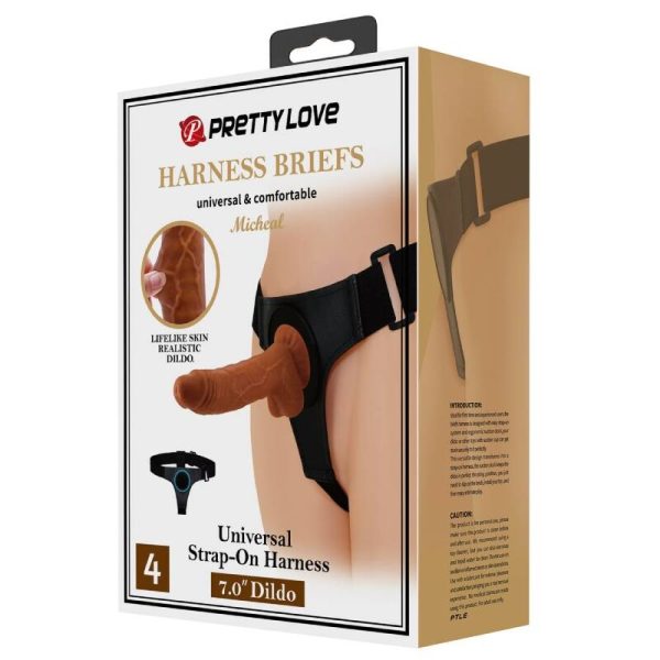 PRETTY LOVE - HARNESS BRIEFS UNIVERSAL HARNESS WITH DILDO MICHEAL 20 CM BLACK - Image 10
