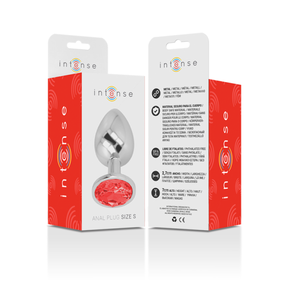 INTENSE - METAL ALUMINUM ANAL PLUG WITH RED GLASS SIZE S - Image 7