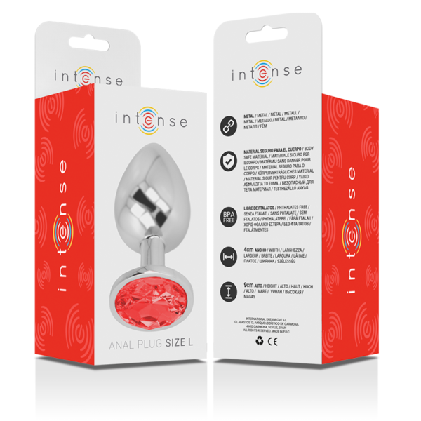 INTENSE - METAL ALUMINUM ANAL PLUG WITH RED GLASS SIZE L - Image 7