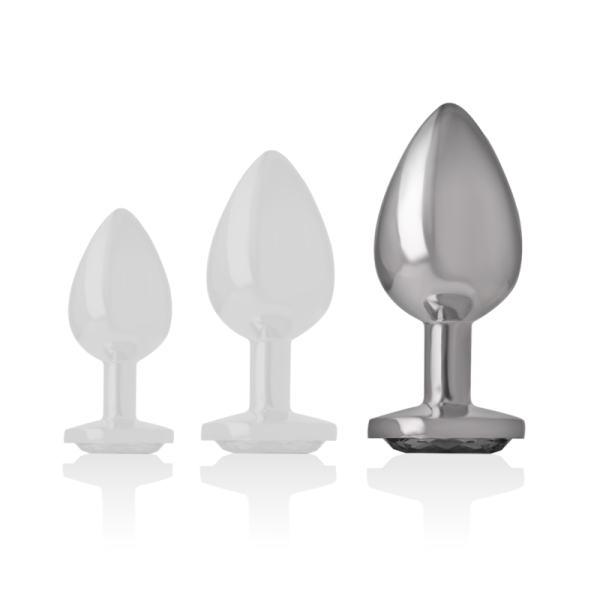 INTENSE - METAL ALUMINUM ANAL PLUG WITH BLACK GLASS SIZE L - Image 6