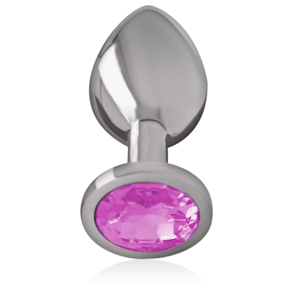 INTENSE - METAL ALUMINUM ANAL PLUG WITH PINK GLASS SIZE S - Image 3