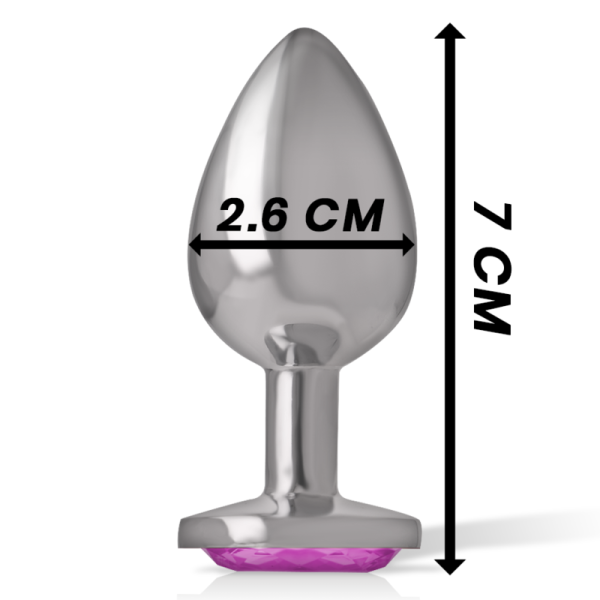 INTENSE - METAL ALUMINUM ANAL PLUG WITH PINK GLASS SIZE S - Image 5