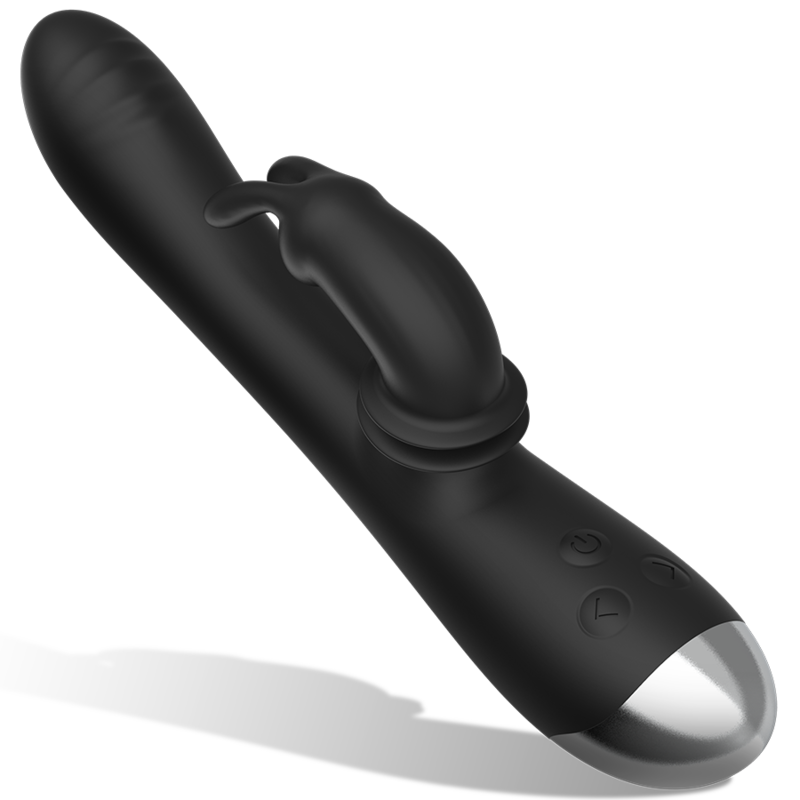 BLACK & SILVER - DJ. ADAM RABBIT SILICONE RECHARGEABLE BLACK STIMULATOR - Image 3