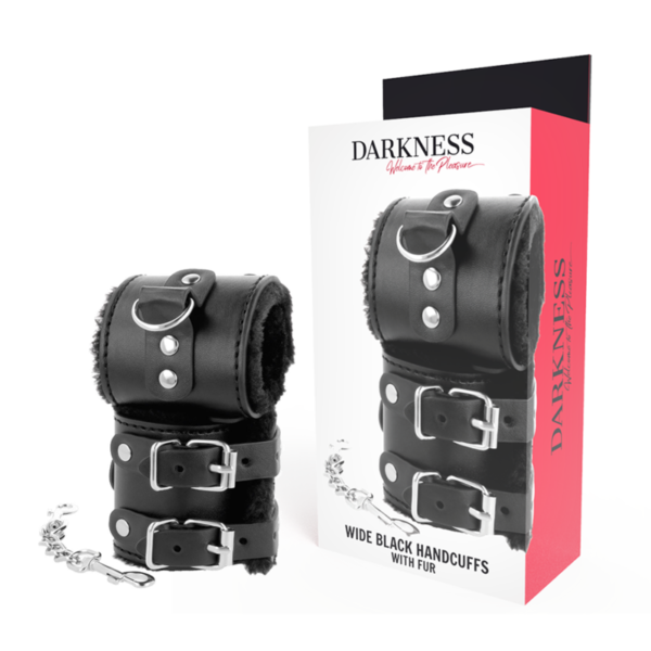 DARKNESS WRIST RESTRAINTS BLACK WITH FUR - Image 2
