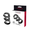 DARKNESS ADJUSTABLE LEATHER DOUBLE PENIS AND TESTICLES RING - Image 2