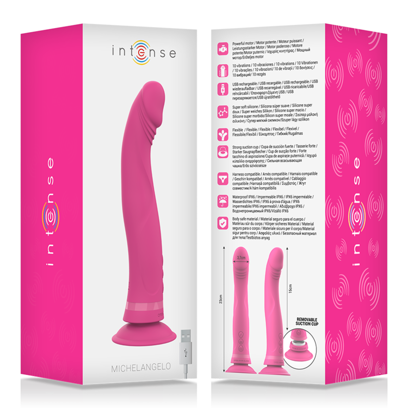 INTENSE' - MICHELANGELO DILDO VIBRATOR SILICONE PINK - Image 7