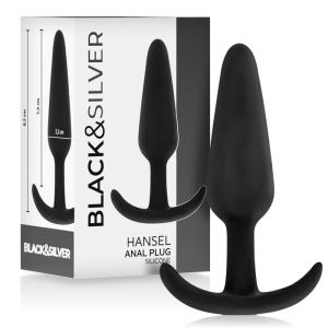 BLACK & SILVER' - HANSEL' SILICONE LOOP ANAL PLUG SIZE S