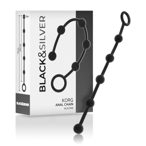 BLACK & SILVER - KORG SILICONE ANAL CHAIN 23 CM