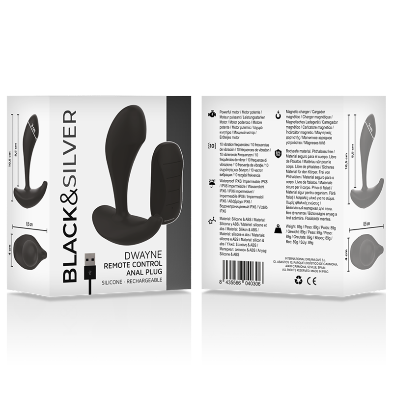 BLACK & SILVER' - DWAYNE ANAL' PLUG SILICONE REMOTE CONTROL - Image 7