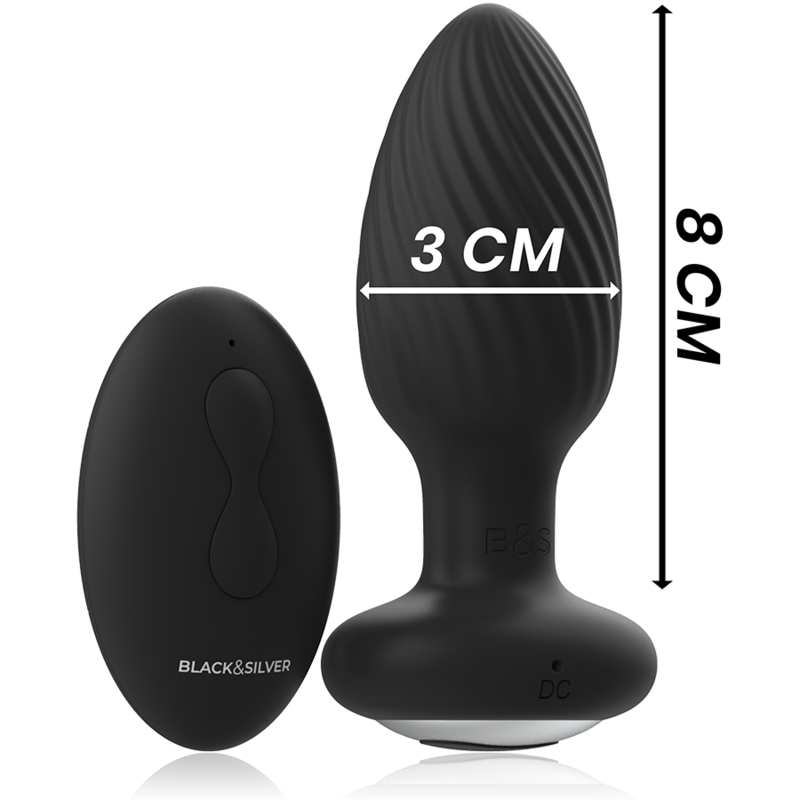 BLACK & SILVER' - WELLS' ANAL PLUG SILICONE REMOTE CONTROL - Image 5