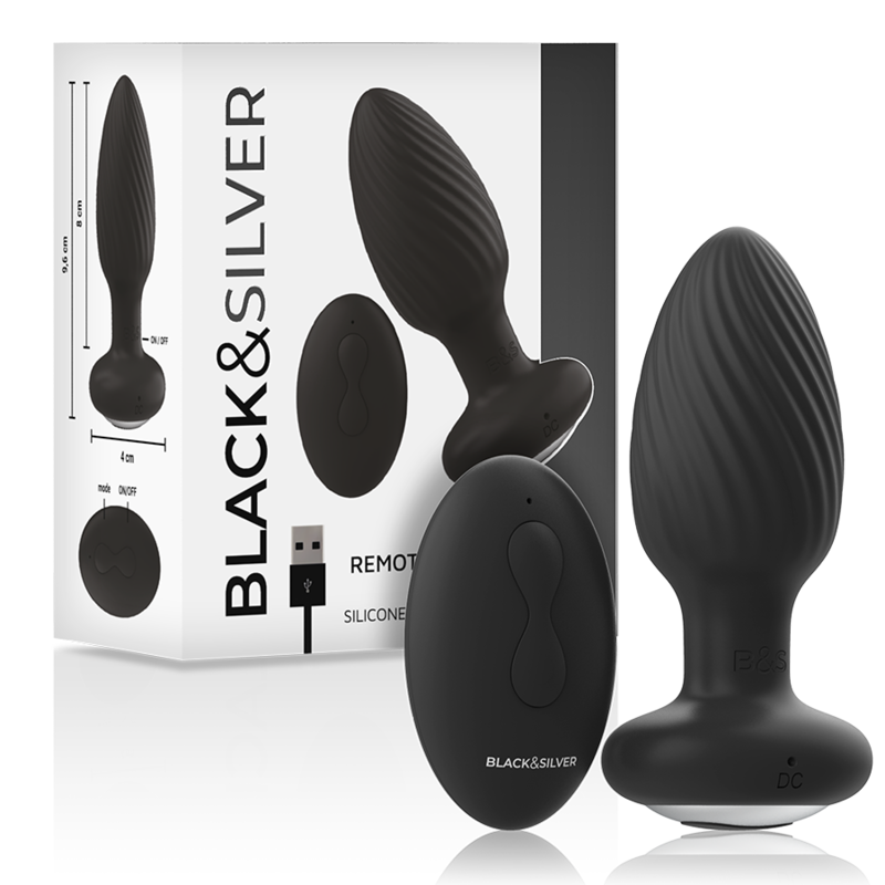 BLACK & SILVER' - WELLS' ANAL PLUG SILICONE REMOTE CONTROL - Image 2