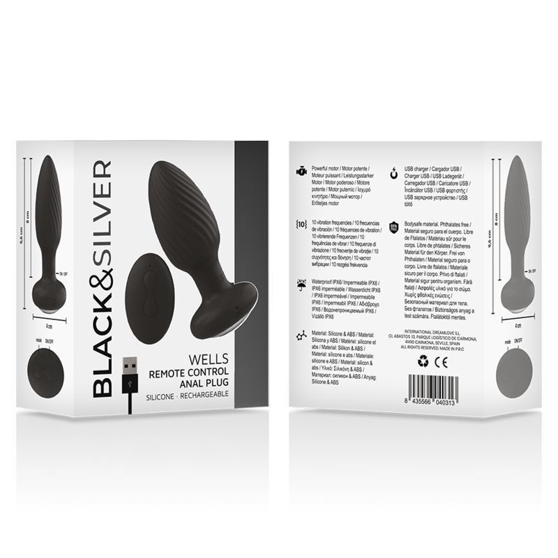 BLACK & SILVER' - WELLS' ANAL PLUG SILICONE REMOTE CONTROL - Image 6