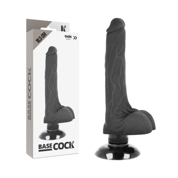 BASECOCK REALISTIC VIBRATOR 2-1 BLACK 18.5CM - Image 2