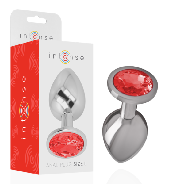 INTENSE - METAL ALUMINUM ANAL PLUG WITH RED GLASS SIZE L - Image 2