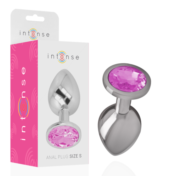 INTENSE - METAL ALUMINUM ANAL PLUG WITH PINK GLASS SIZE S - Image 2