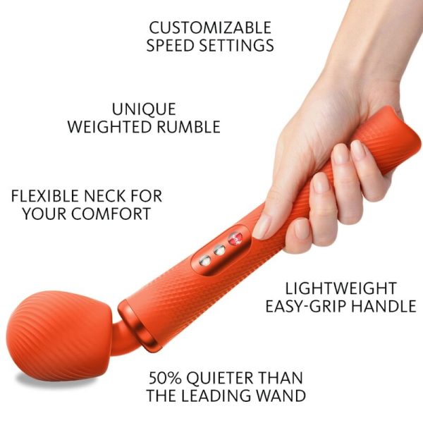 FUN FACTORY - VIM SILICONE RECHARGEABLE VIBRATING WEIGHTED RUMBLE WAND SUNRISE ORANGE - Image 2