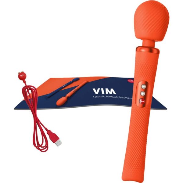 FUN FACTORY - VIM SILICONE RECHARGEABLE VIBRATING WEIGHTED RUMBLE WAND SUNRISE ORANGE - Image 5